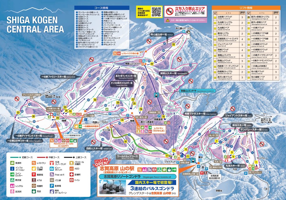 志賀高原全山共通リフト券　1日券　2枚